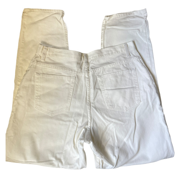 Vintage Wrangler High Rise Waisted White Denim Mom Jeans Tapered Leg Size 16 - Picture 5 of 8
